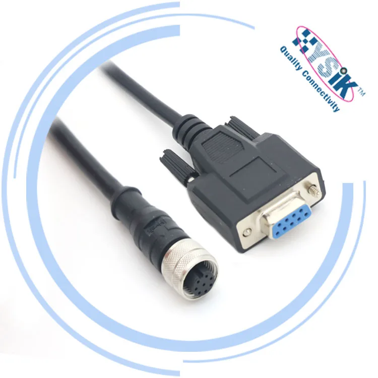 High quality RS232  Connector DB9 Adpter to M12 4 5 6 8pin  Soldering Molding Cable Aviation plug cable Connector