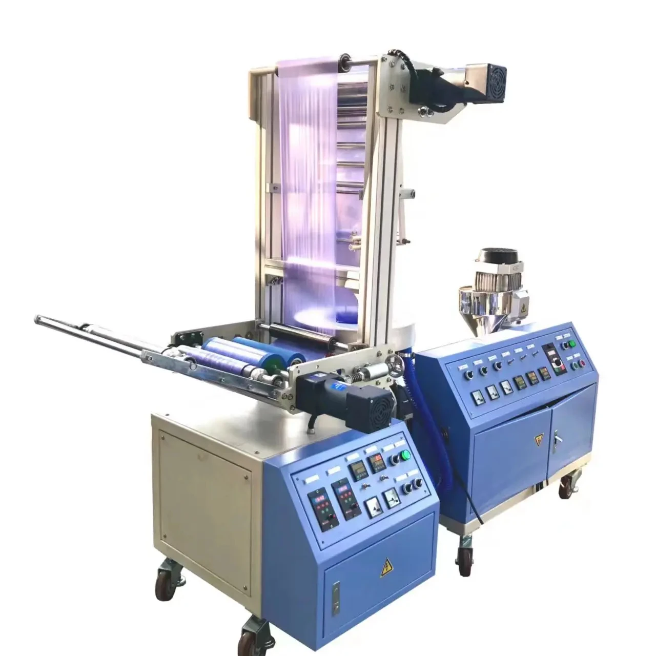 HWYAA Mini PE Plastic Film Blown Lab Extruder small HDPE LDPE Film Blowing Machine