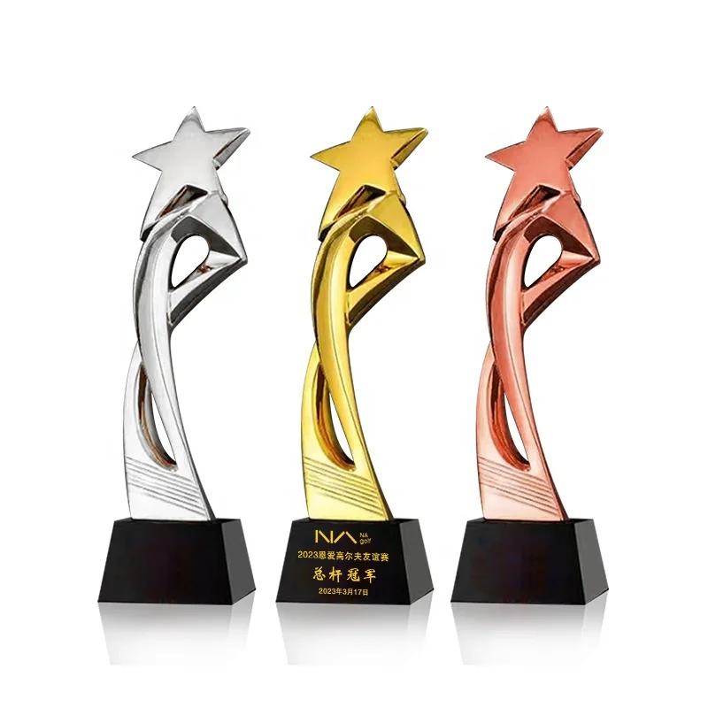 New resin trophy gold five pointed star shaped award trophy Champion Award