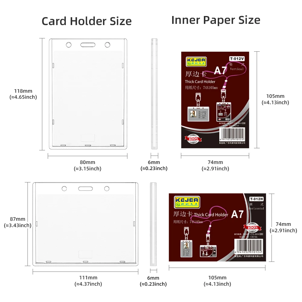 Kejea A7 Hard Exhibition Thick Plastic Work Card Badge Holder Student Card Cover ID Card Cover