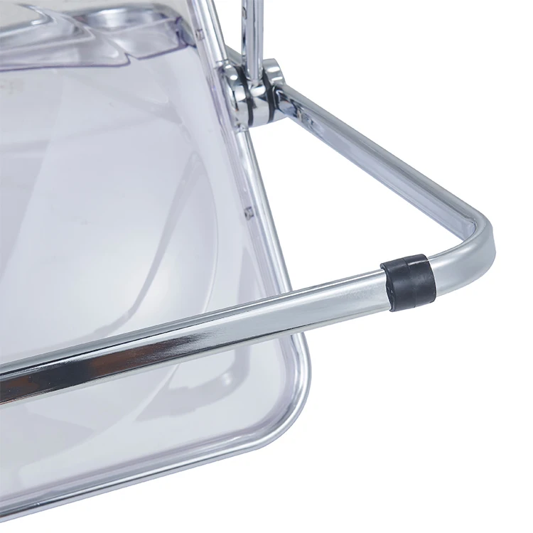 Dining room furniture modern plastic modern clear transparent folding metal frame dining chair stackable patio dining chairs