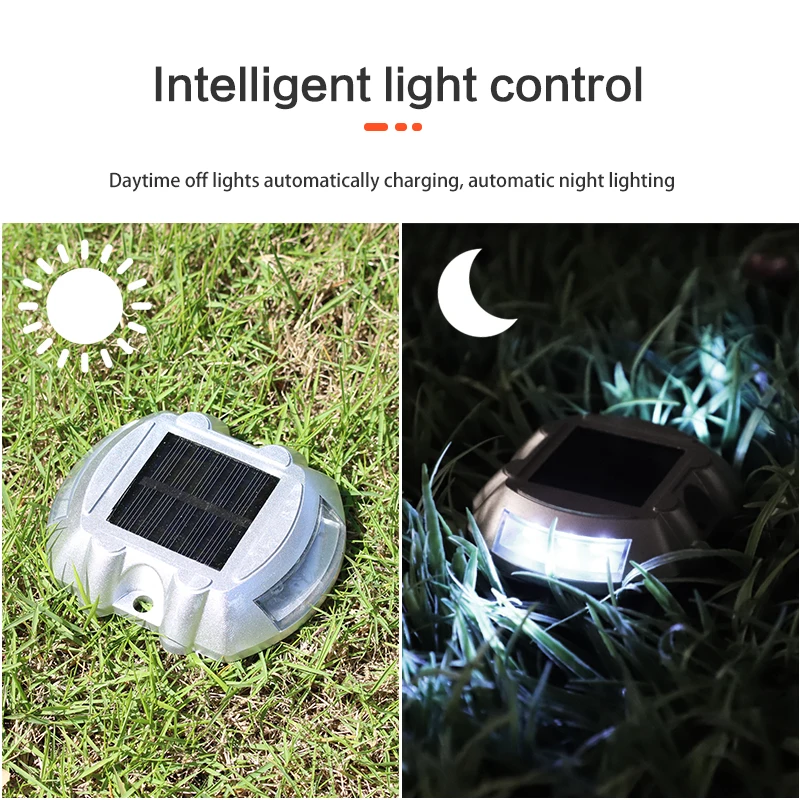 Solar Driveway Light Outdoor Waterproof Aluminum LED Base Lighting Warning Road Sign Applicable to Road Boat and Flat Feet Yard