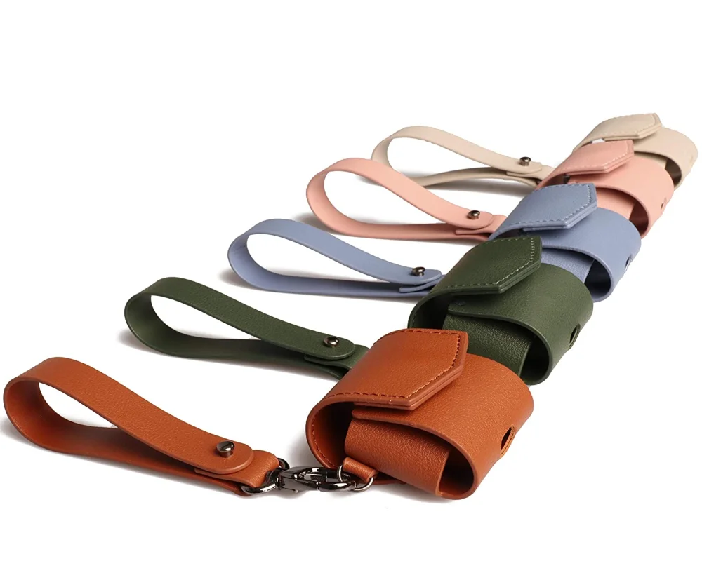 Custom Logo Earbud Protective Case PU Leather Earphone Pouch Holder leather earphone Protective cover