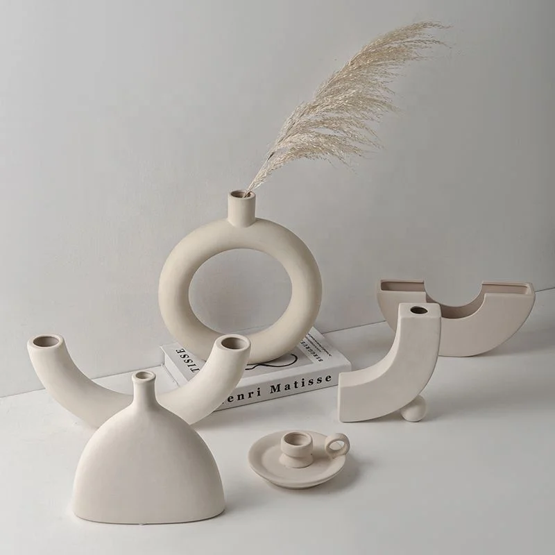 Morden  Home Decoration Dried Flower Vase Arrangement Ceramic Vase Fancy Creative Nordic Style Vases