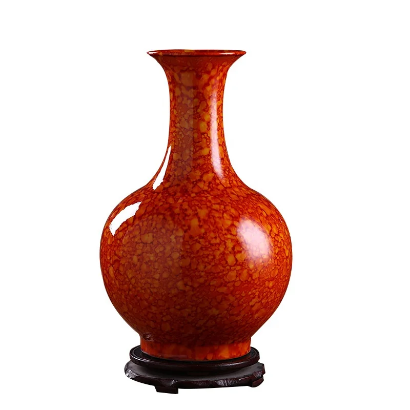 Jingdezhen Antique  Under glazed Red Ceramic Flower Pot Vase for Home Decoration Chinese red decorative ceramic vase