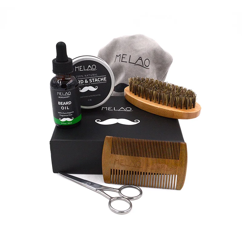 Vegan beard care kit custom grooming hair growing fulllight tech horse bristles growth for men enhancer  roller kit beard
