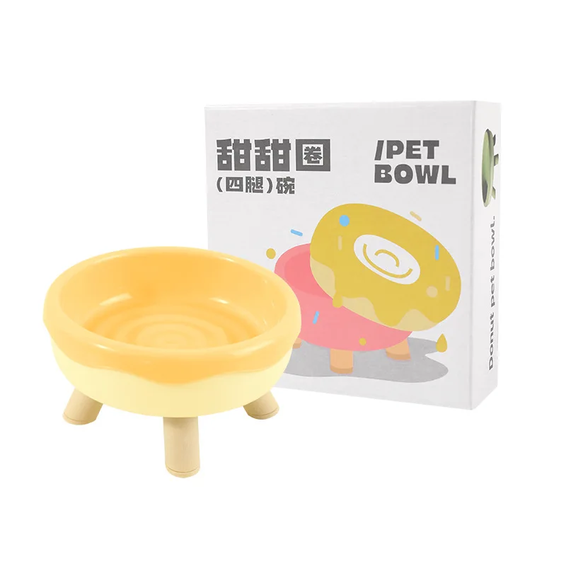Hot Cervical Spine Protection Four legged Donuts Cat Food Dispenser Cat Bowl Plastic Cat Elevated Bowl Tilted Bowl For Pets