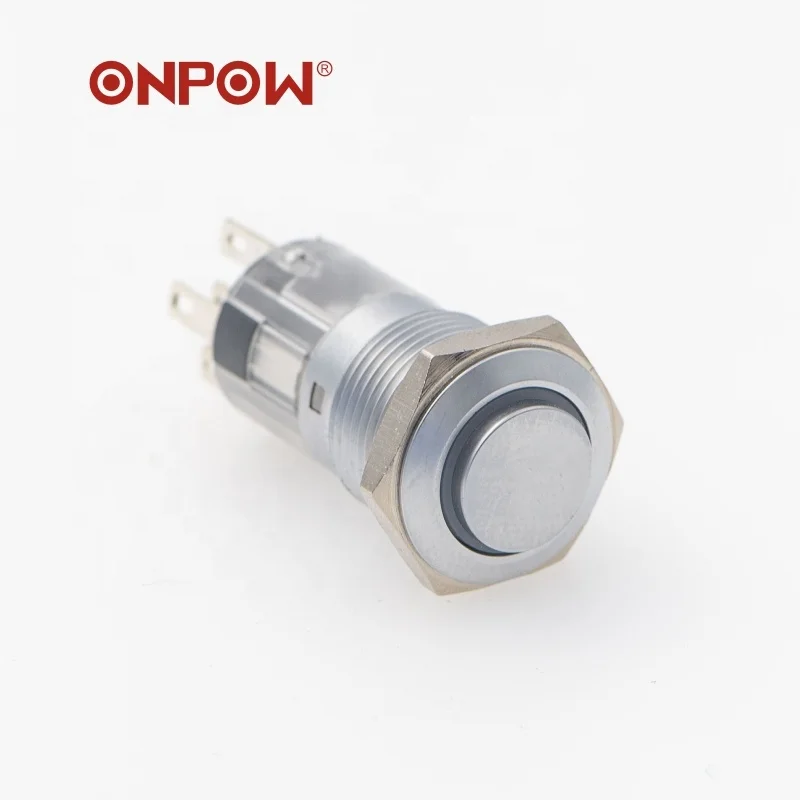 New series ONPOW LAS1AGQ16 16mm 1NO1NC momentary button ON/OFF power symbol push button switch