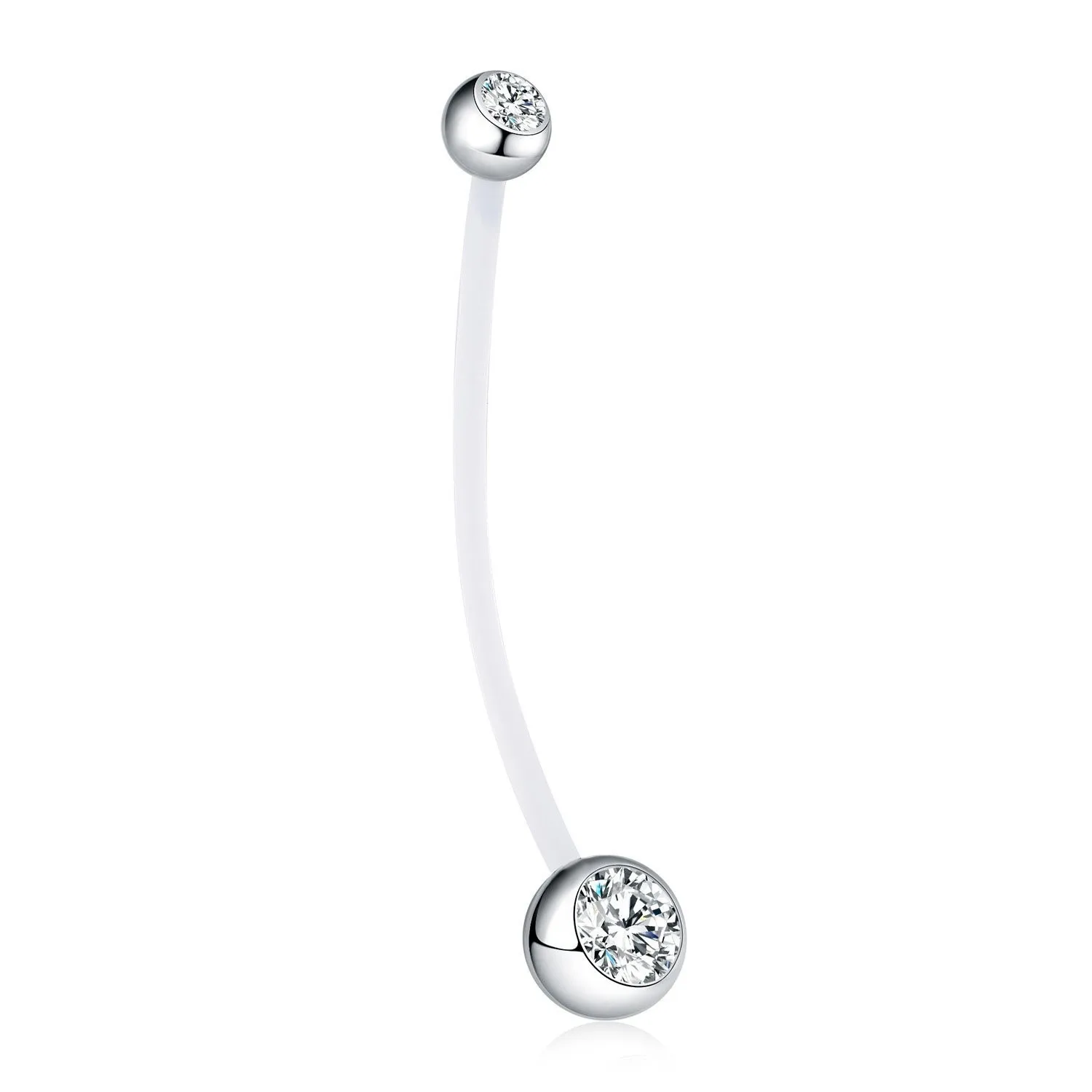 Stylish maternity belly button ring acrylic long soft rod double drill belly ring daily party wear body piercings jewelry