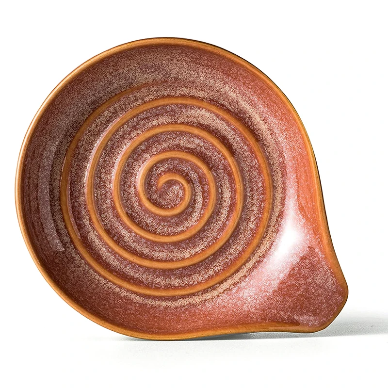 Handcraft Kitchen Spoon rest ladle holder Stoneware Reactive glaze spiral design Customized Spoon rest Spatula holder