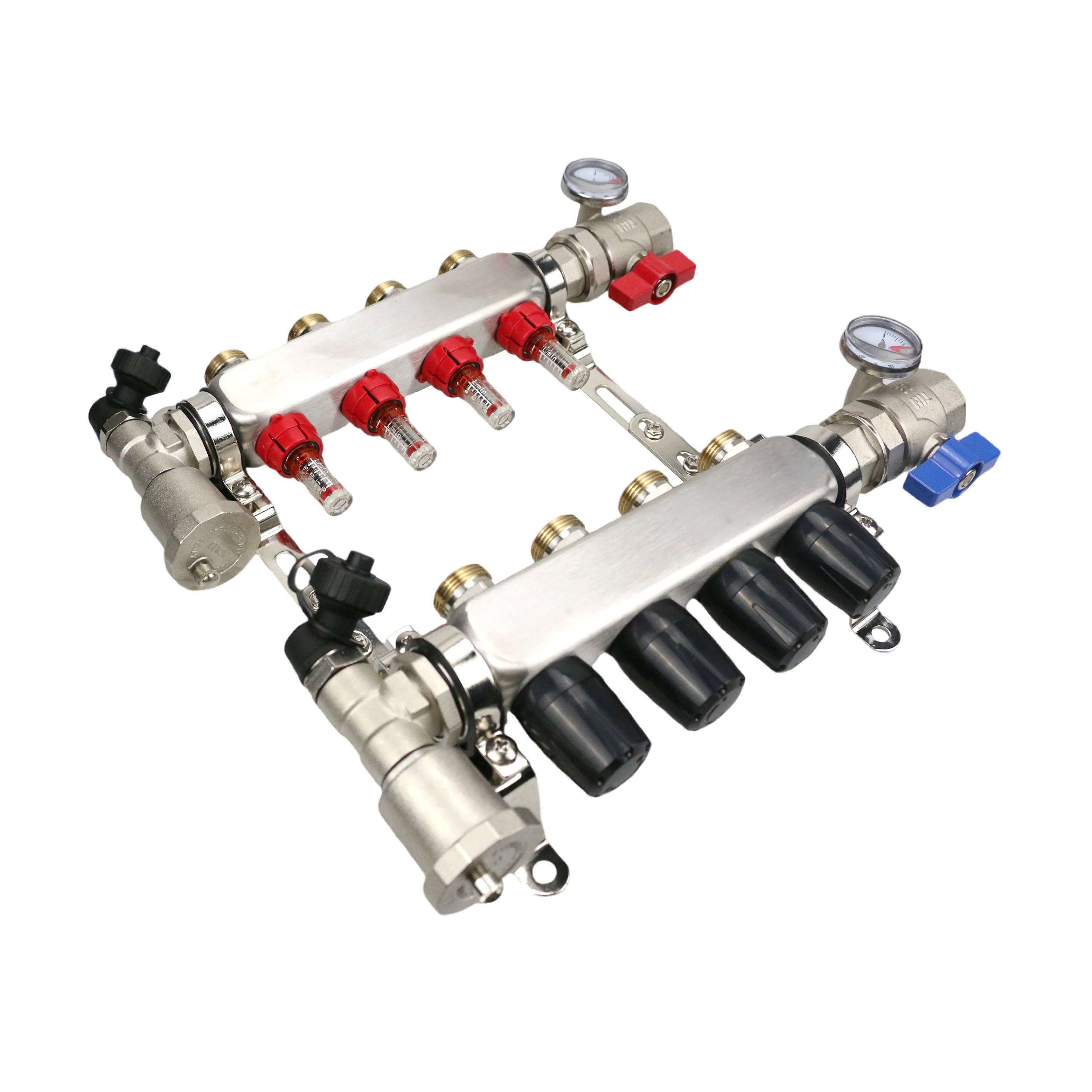 under floor heating Systems pex pipe radiant stainless steel water manifold with flow meter and union