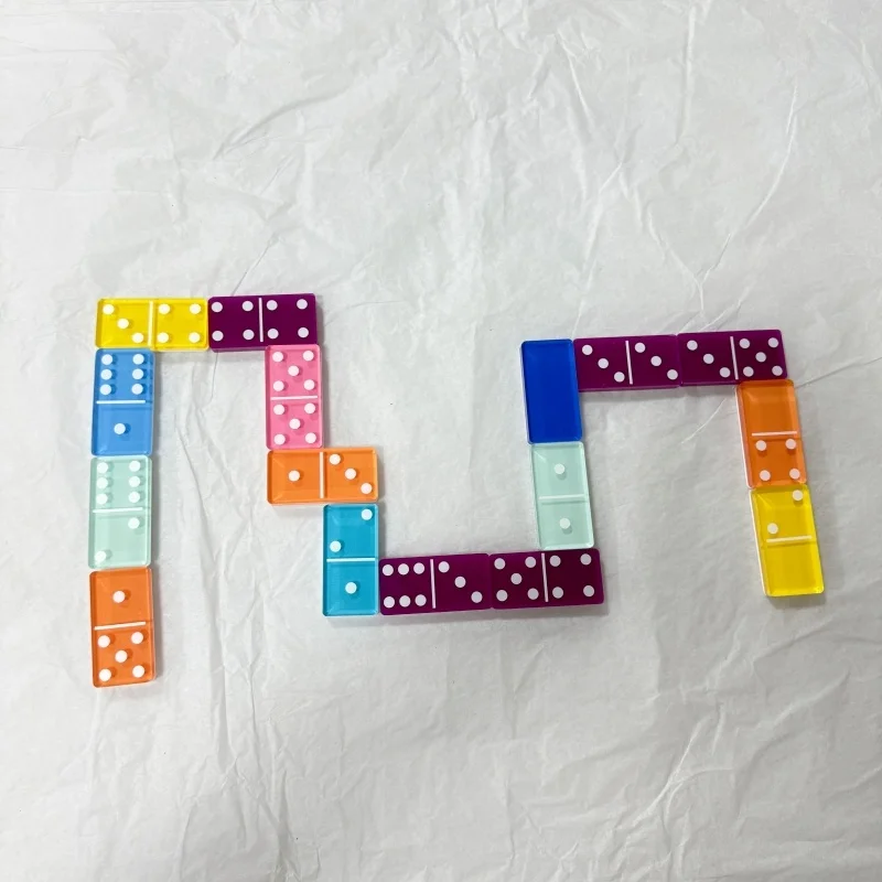 Lucite Domino Blocks For Children Custom Modern Double 6 Sublimation Dominoes Game Set Gold Acrylic Personalized Dominos Set
