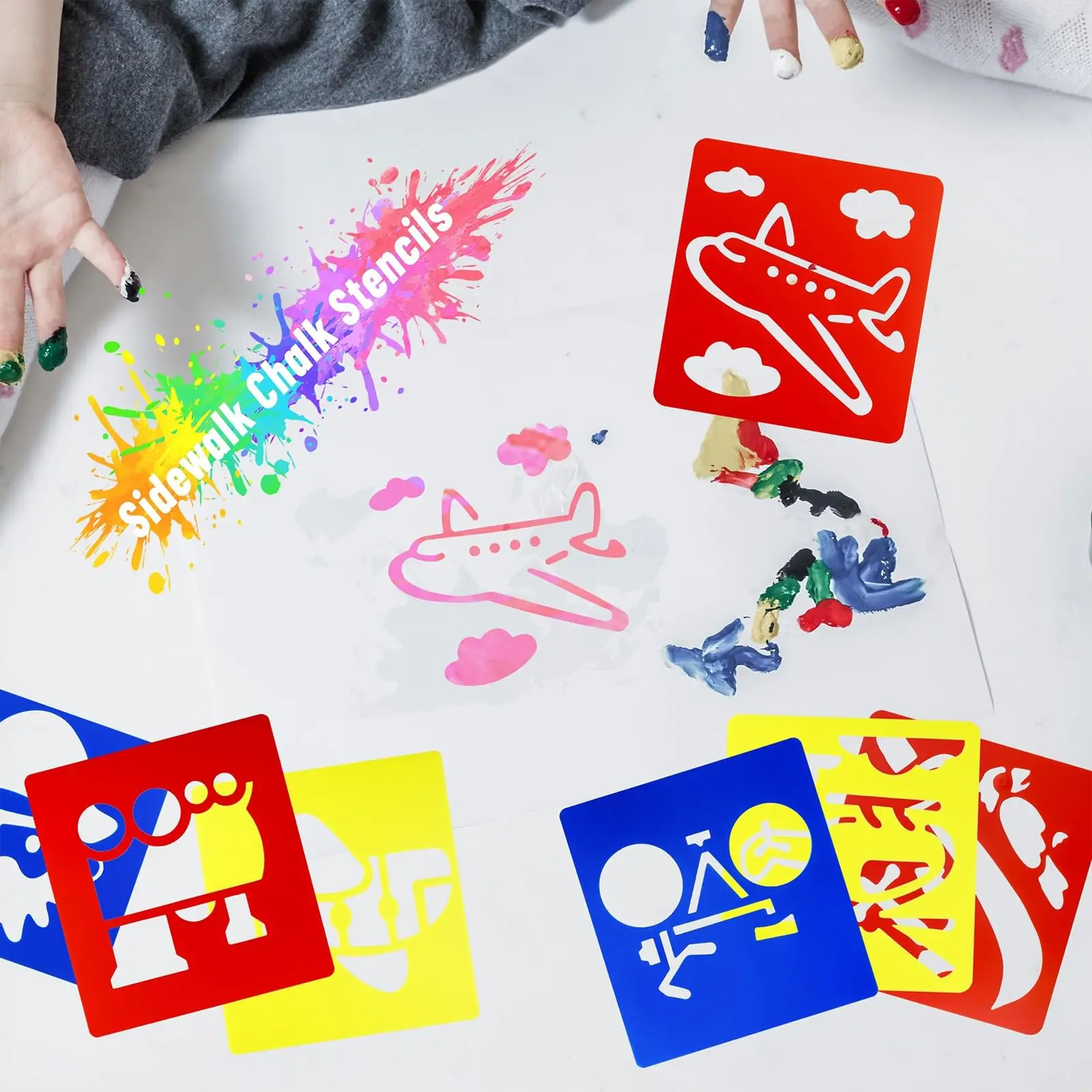 22 Pieces Stencils For Kids 5.9 X 5.5 Inches Drawing Stencils Chalk Stencils Large Washable Animal Themed Template For Kids