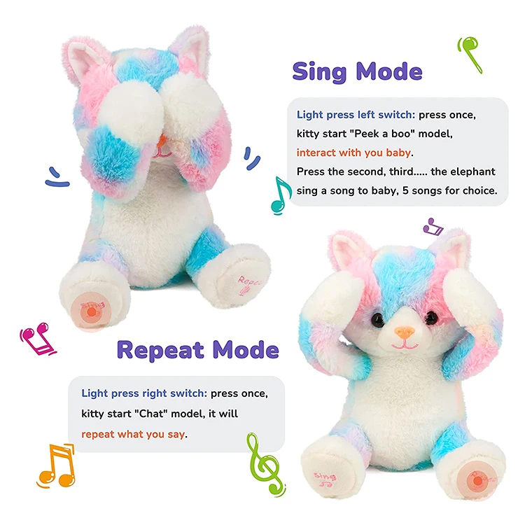 Customized Education Electric Musical Speak Stuffed Animal Soft Plush Toy