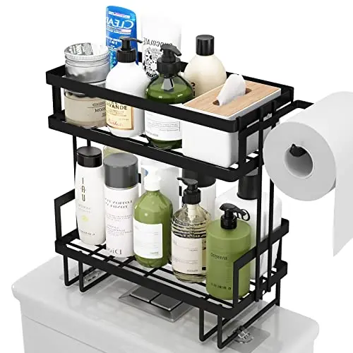 2 Tier Over The Toilet Shelf Bathroom Organizer Multifunctional Toilet Rack No Drilling Space Saver