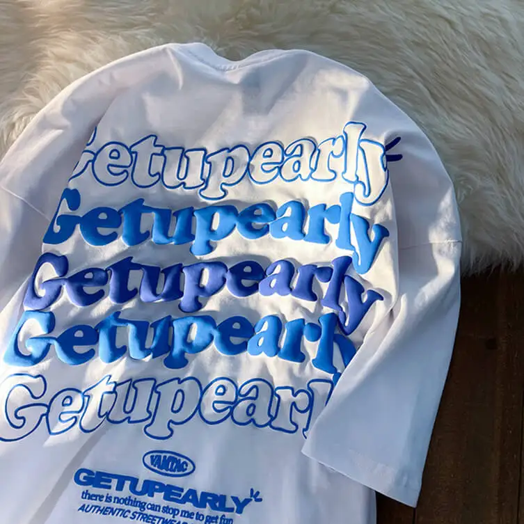 Puff Print 100% Cotton Unisex Embroidery Plain Fashion Brand Custom 3d T Shirt Sleeves Puff Print T Shirt