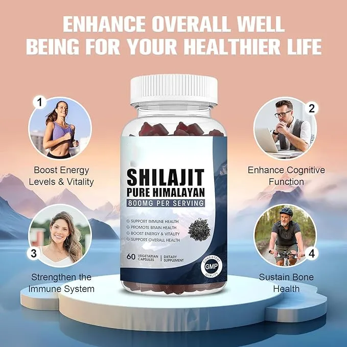 OEM Private label Shilajit Gummies Pure Himalayan Organic with 85+ Trace Minerals Fulvic Acid for Energy, Immune Support