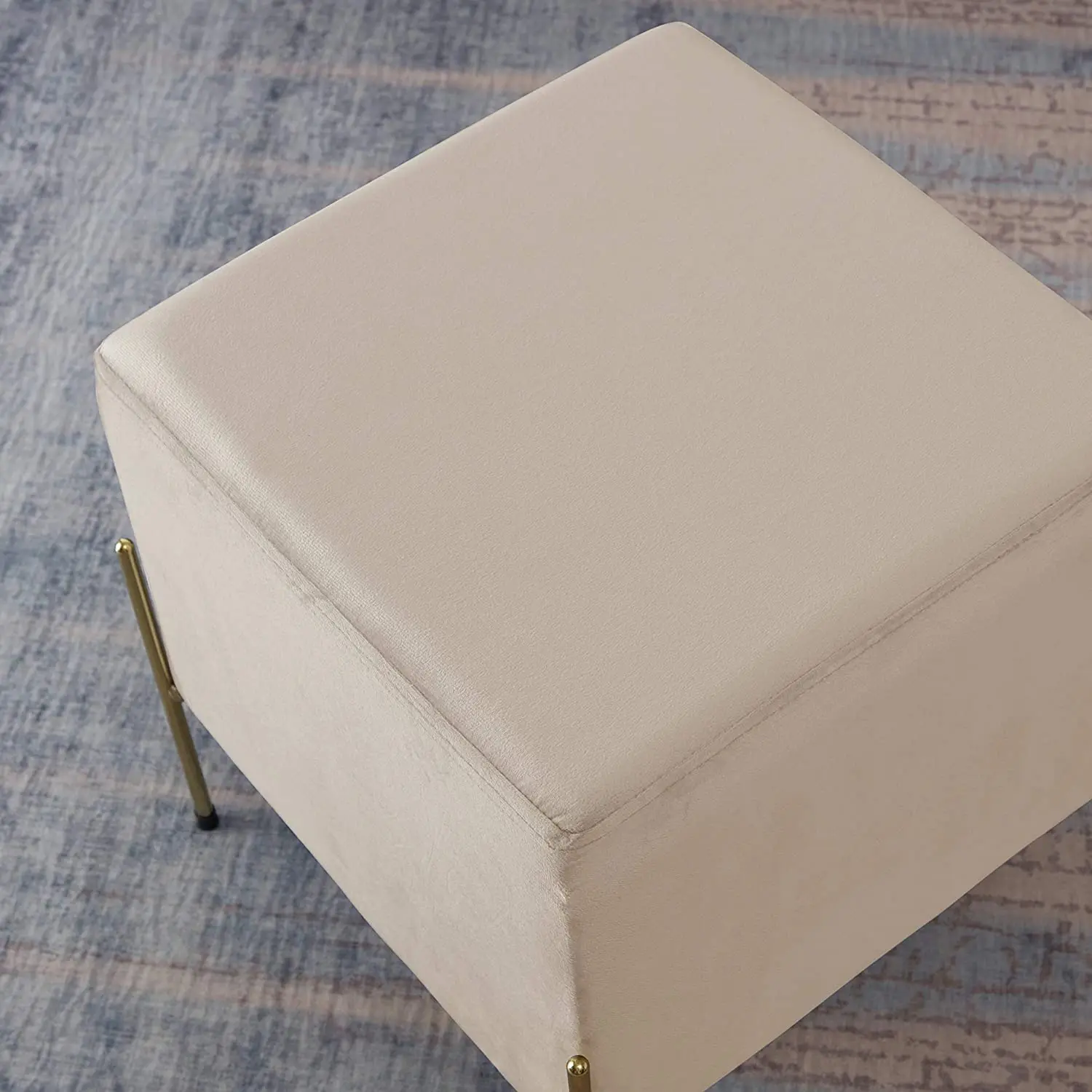 Лучший выбор товаров, Розовый бархатный оттоманка с золотыми ножками, металлическая основа, стул для гостиной, Розовый бархатный Квадратный Пуф, оттоманка