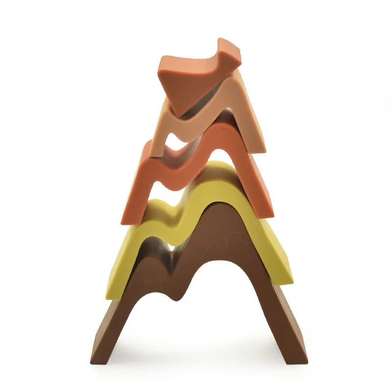 Unisex Educational Toy Set 5pcs Silicone Baby Blocks in Mountain Shape for 0-4 Years Old