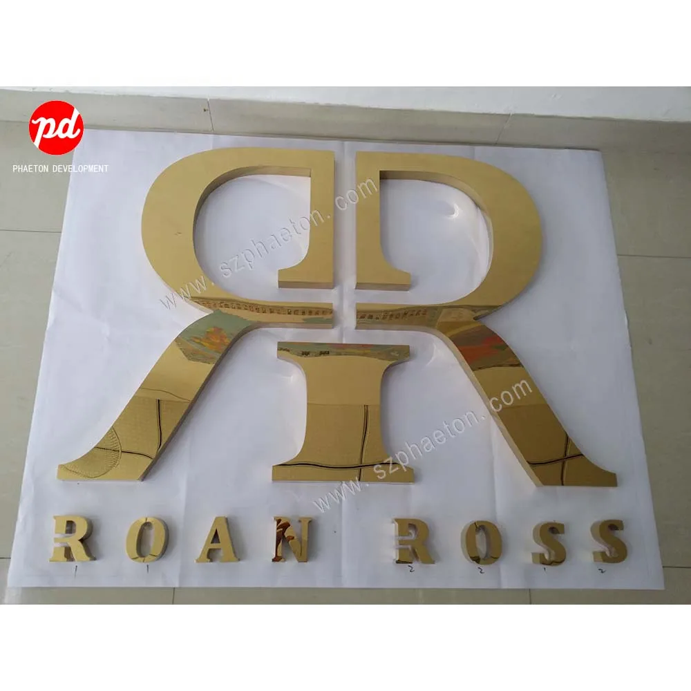 Mirror Gold Plating Metal Halo Lit Signage Led Illuminated Sign, 3d Channel Letters for Electronic Signs