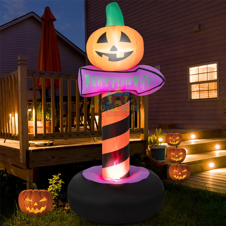 Festival home yard decorations blow up 6ft tall halloween inflatable pumpkin road sign