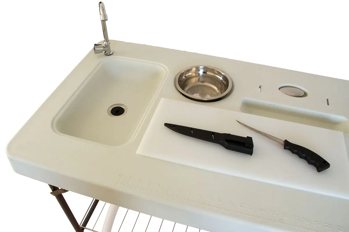 Deluxe Camping & Foldable Filleting Table with Faucet and Sink