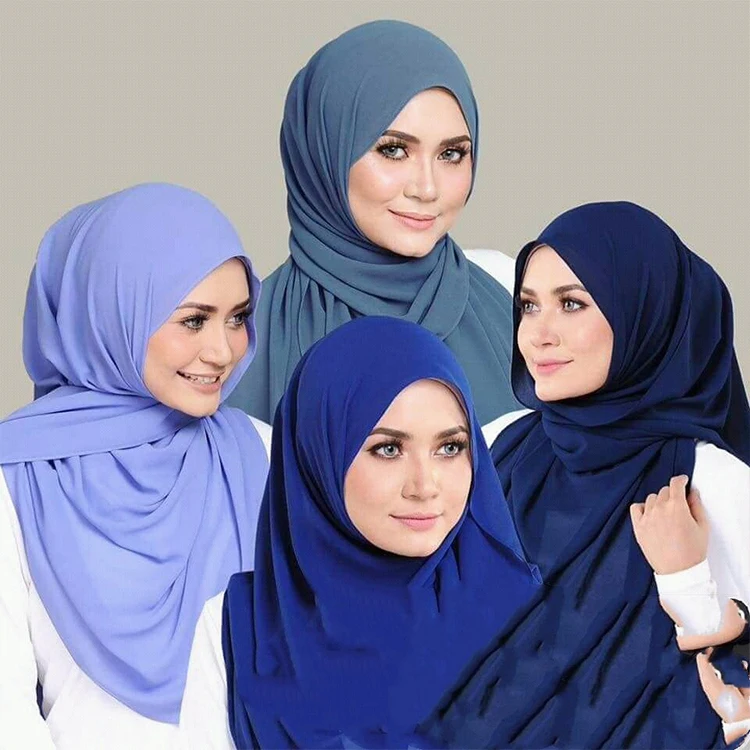 Factory Hot Sale Bulk Chiffon Scarves Muslim Women Plain Chiffon Instant Shawl Hijabs