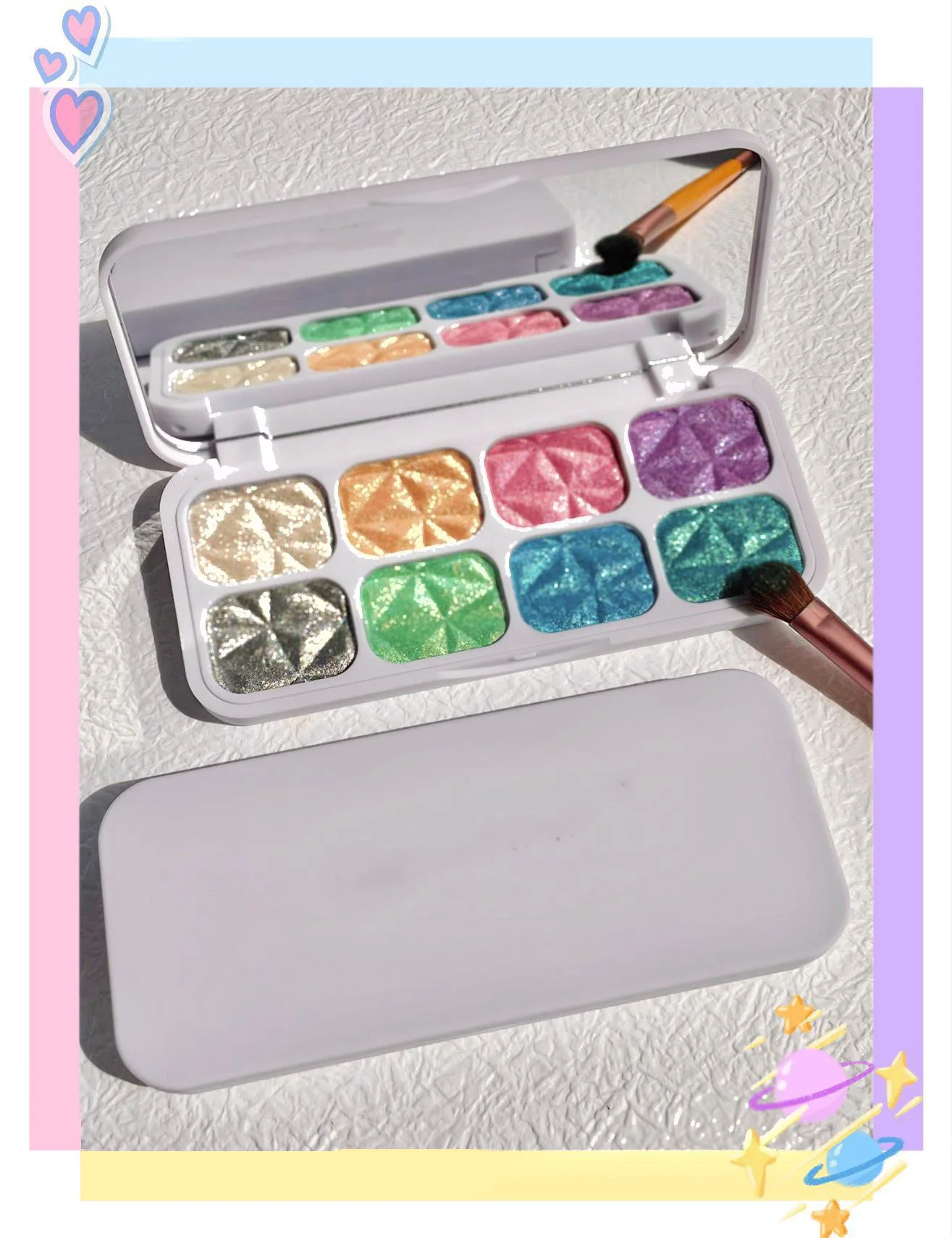 Vegan Highlighter With Mirror 8 Colors highlighter Palette Eyeshadow pressed powder Customize Private Label