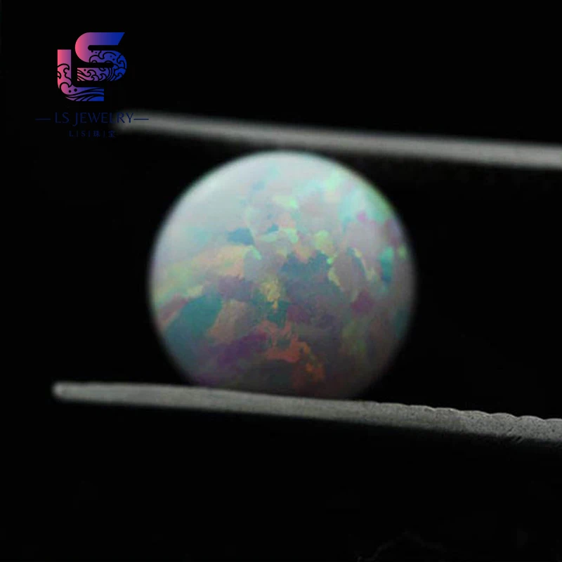 Opal Stone Good Price Shaped Smooth Synthetic White Created Opal Jewelry Setting Jewelry Oval Cabochon Shape Flat Bottom