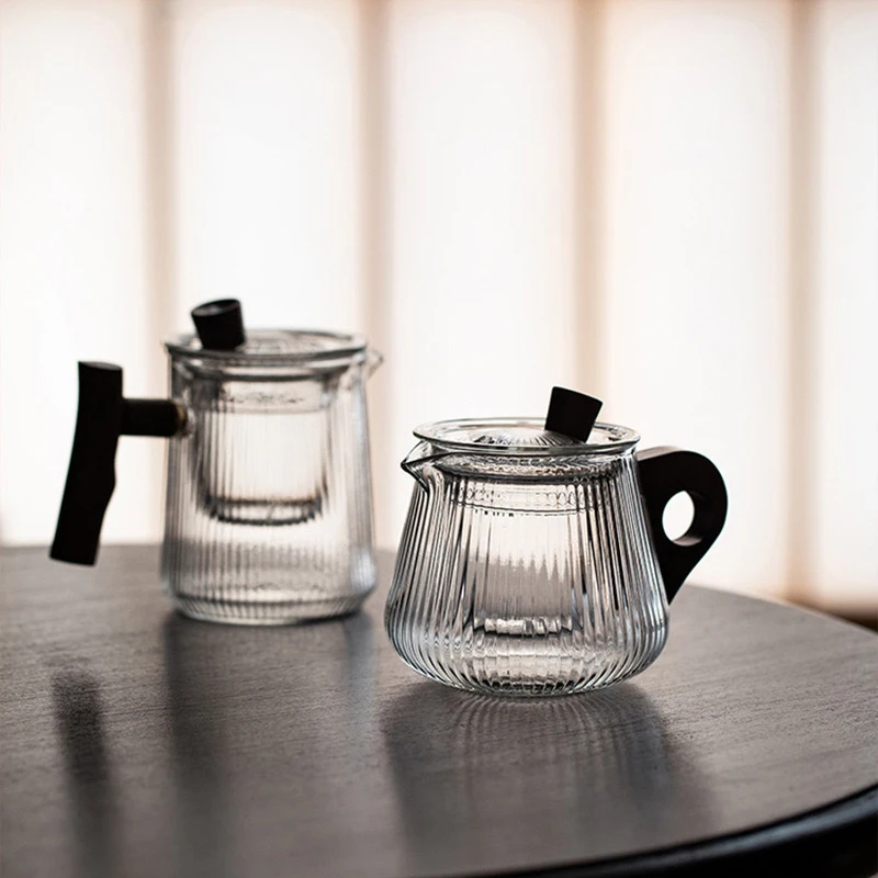 striped cylindrical glass teapot  mini glass teapot