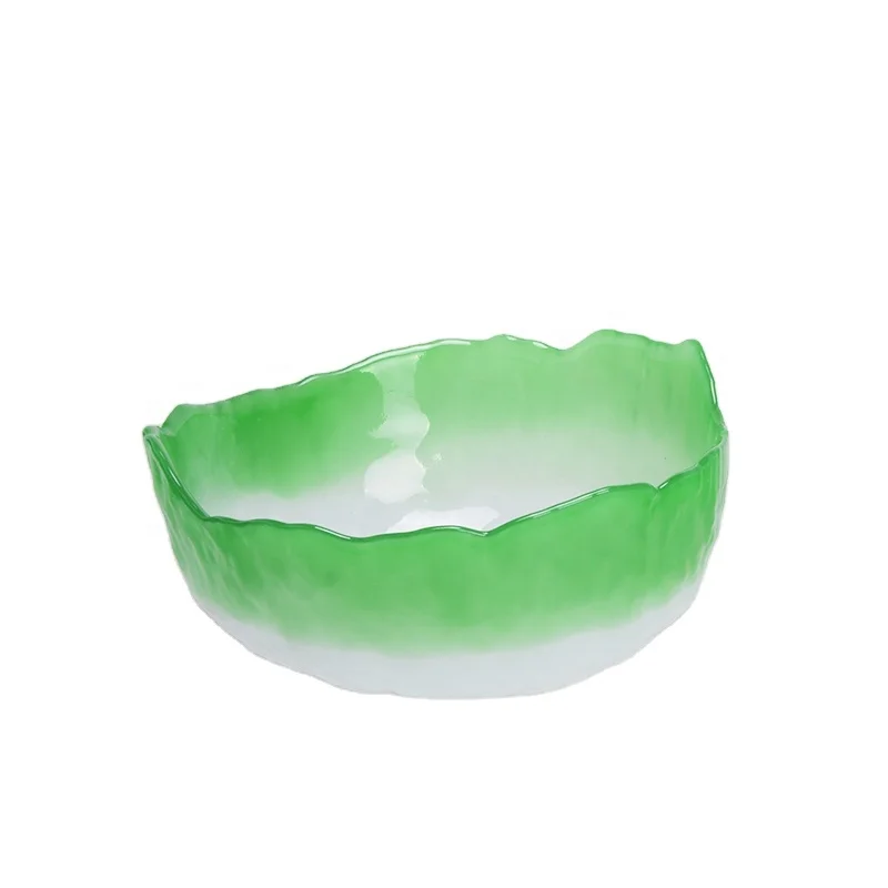 coloured creative salad glass bowl decorative glass fruit bowl for home kitchen 1380ml
