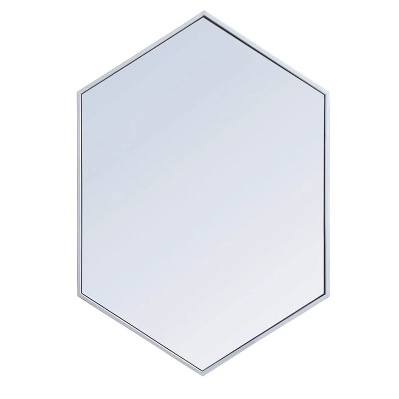 Wall decorative hexagonal espejos para pared brushed silver stainless framed mirror