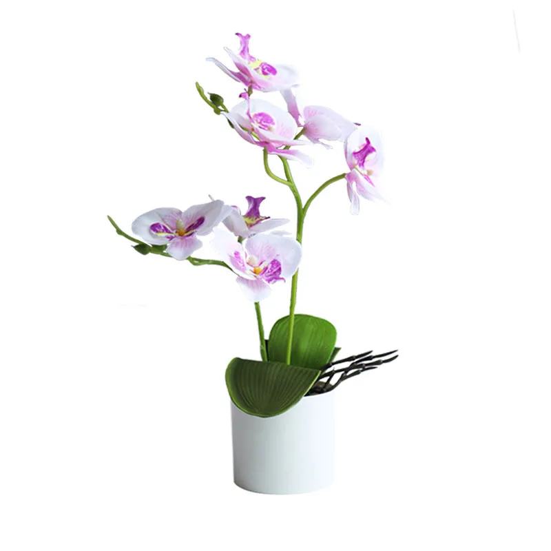Искусственный латексный цветок с горшком оптом бабочка Орхидея в горшке