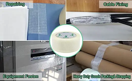 Solvent glue Packing Strapping Fiber Reinforced no residue Seal cross filament tape