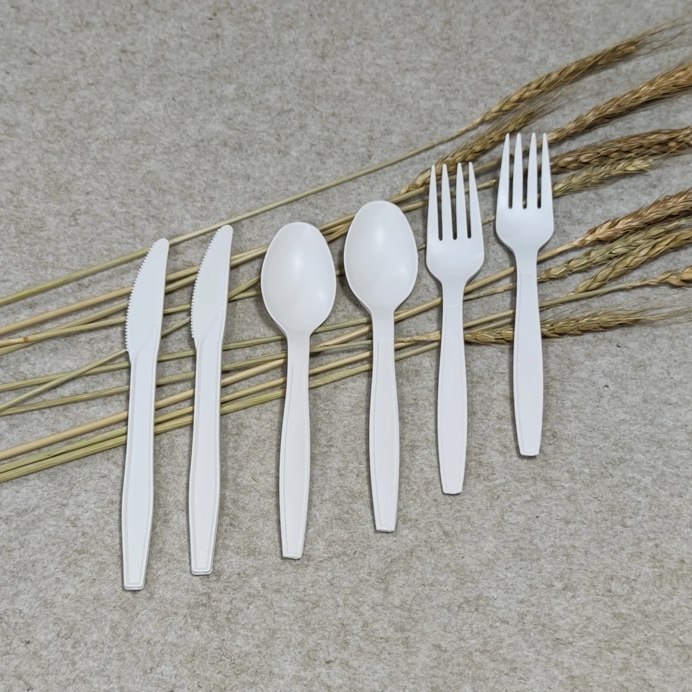 Biodegradable Disposable Cornstarch Knife Fork Spoon CPLA Plastic Cutlery Set