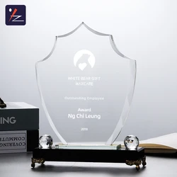 Wholesale unique company anniversary souvenir crystal trophy gift for good staff