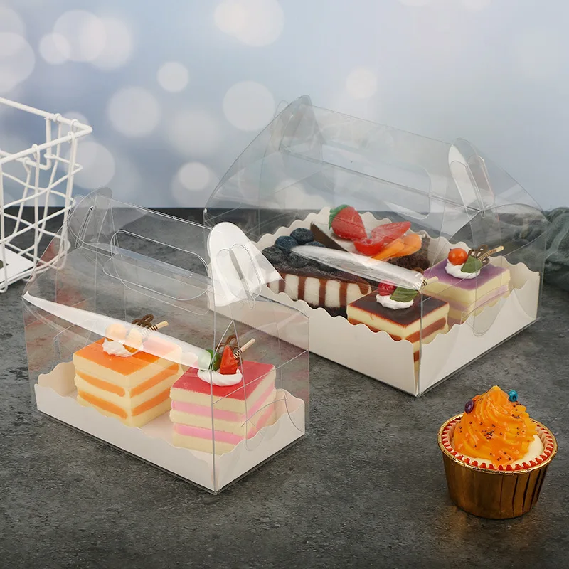 Hot Sale Baking Pastry Box Plastic Transparent Portable Muffin Cup Ice Cream Cake Box for Dessert Shop