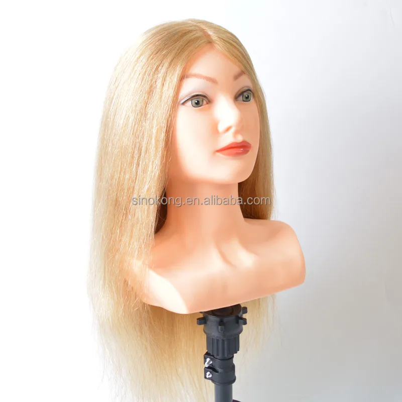 Wholesale natural training hair mannequin with shoulders cosmetology mannequin for hairdressers