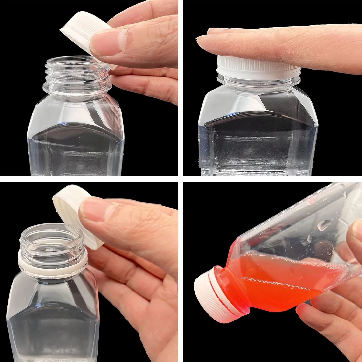 2oz 6oz 8oz 10 oz 12oz 16 oz 500ml Clear French Square Beverage Plastic Bottle With Cap