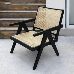 Northern Europe imported from Indonesia rattan woven solid wood frame hotel apartment arm dining chair