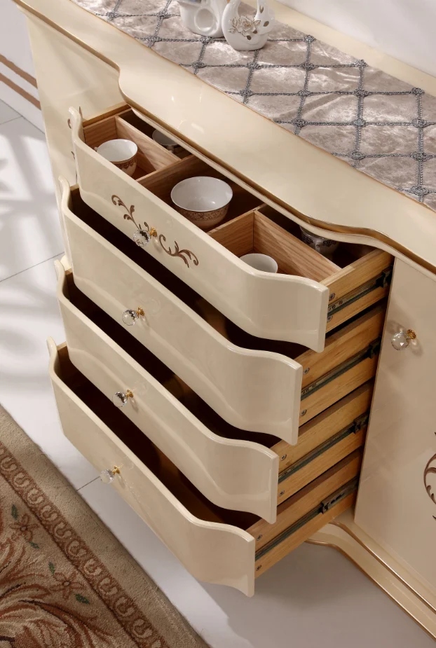 Luxury Modern Storage Sideboard Dining Room Furniture Wooden Kitchen Cupboard Buffet Gloss Console Table Cabinets with Mirror