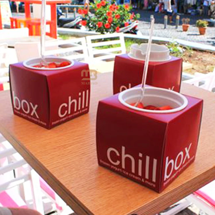 Wholesale takeaway ice cream box dessert yogurt ice cream paper bowl food packaging box custom dessert boxes with logo packaging