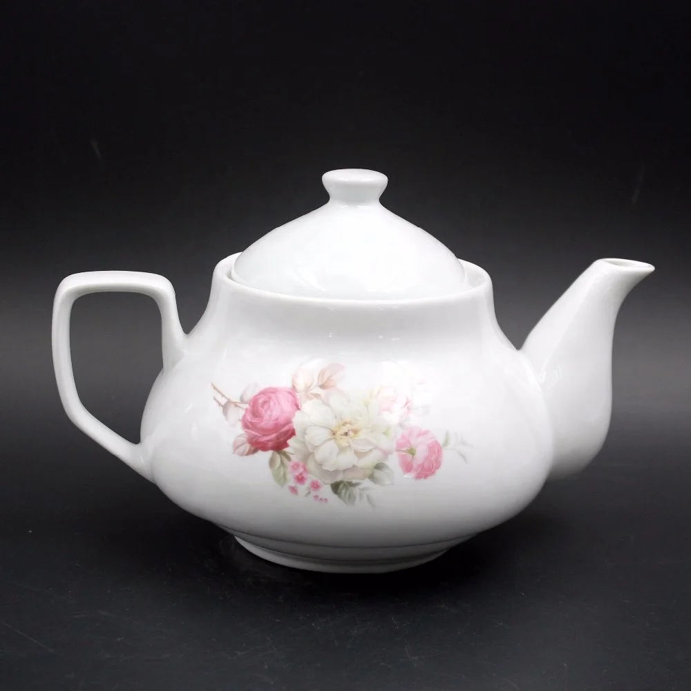 porcelain teapot with color box packing coffee kettle ceramic tea set flower decal high temperature