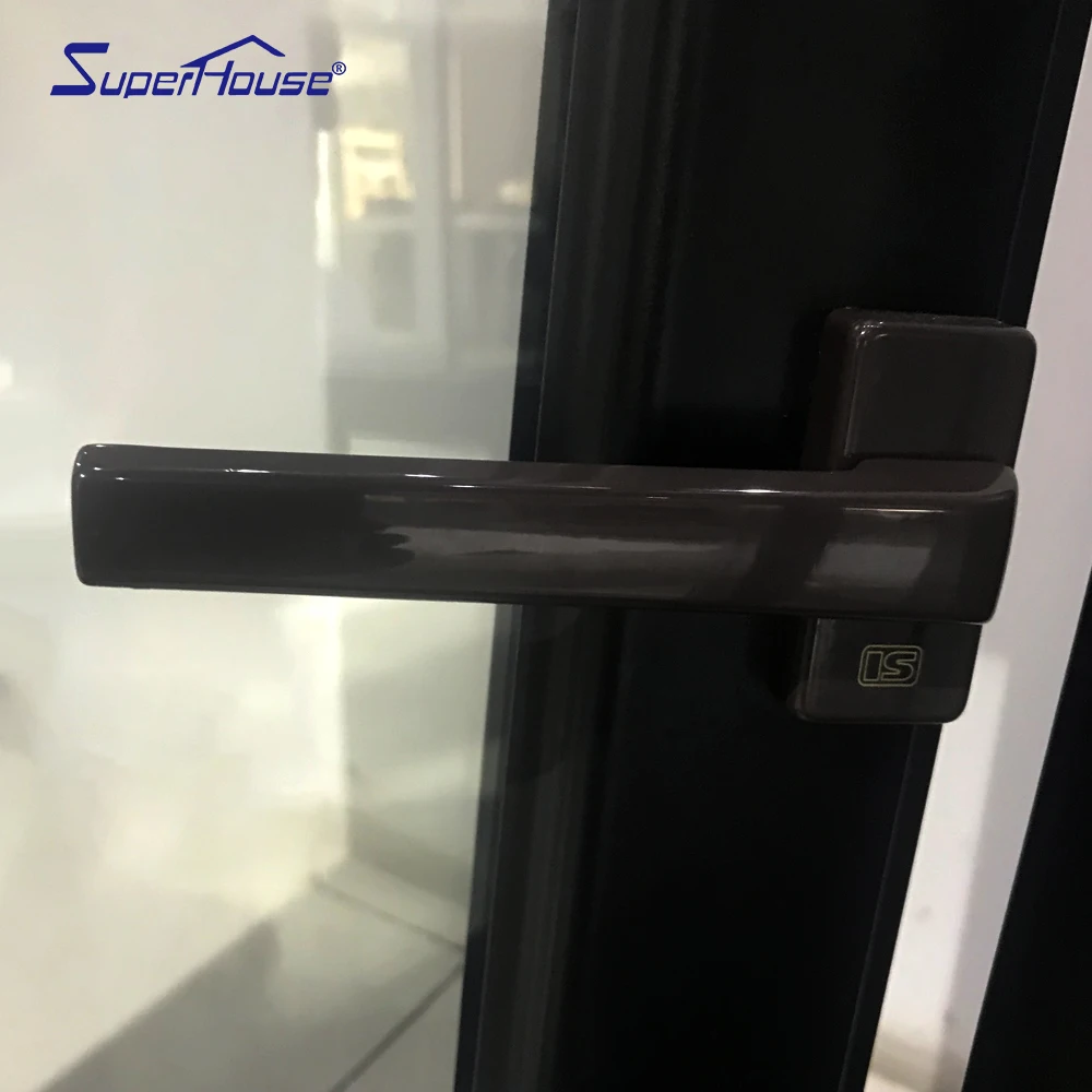 Дешевое закаленное стекло Горизонтальное складное окно патио алюминиевое двойное