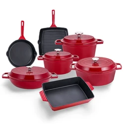 2022 роскошный чугунный набор посуды, оптовая продажа, кухонная посуда, набор эмалированных кастрюль, посуда