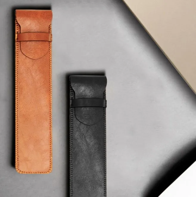 PU Leather pen case simple style business pen case compact and lightweight pencil case