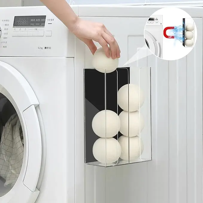 Acrylic Magnetic Dryer Sheet Holder Transparent Storage Laundry Organization for Dryer Balls