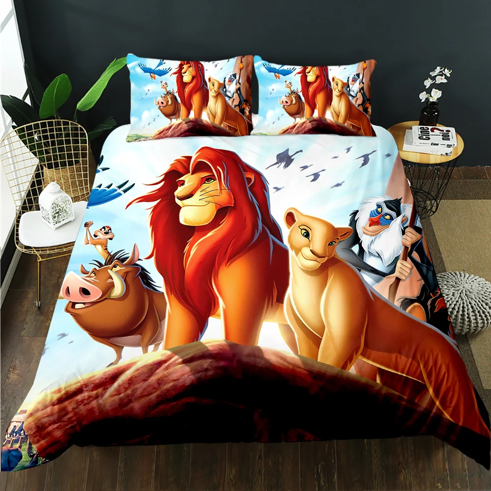 3d print duvet cover Cartoon lion King Simba full size kids comforters bedding set
