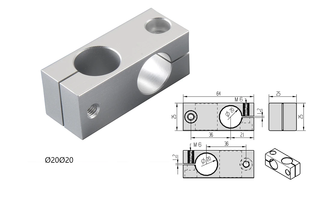 SK8 SK10 SK12 SK16 SK20 Bearing Bracket Linear Guide Fixing SeatAluminum Alloy Vertical Optical Axis Shaft Support Bracket