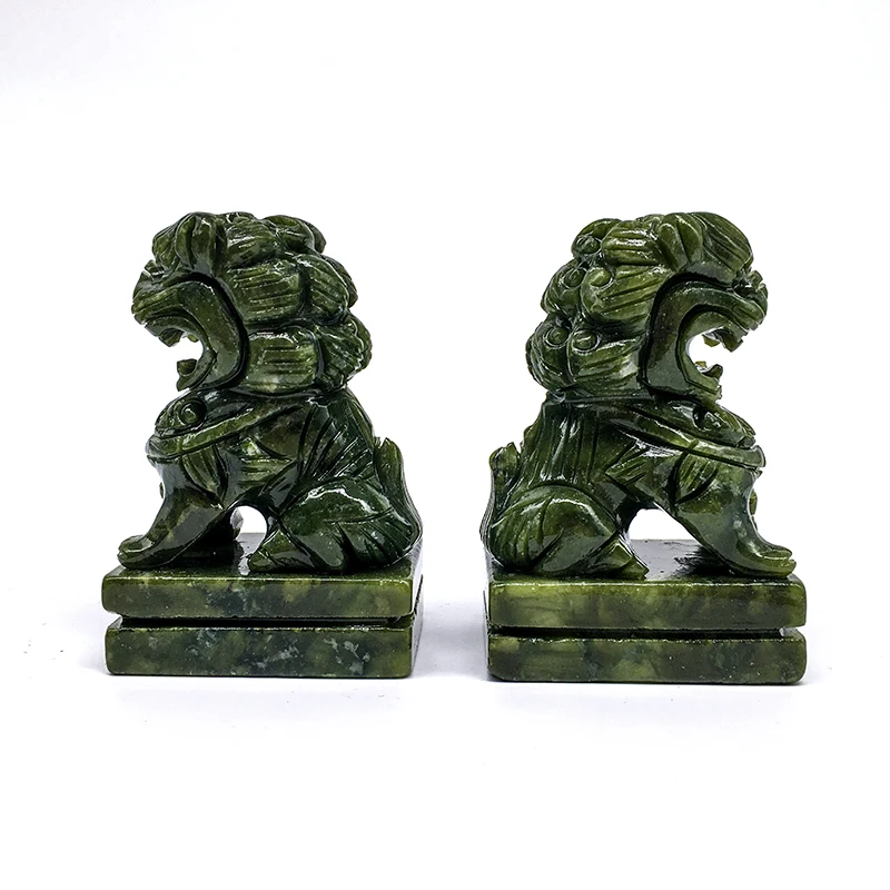 Hot sale Wholesale Natural crystal  hand Carved Green jade lions crystal craft heading crystal animals for home decoration